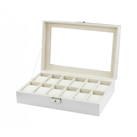 Cutia pentru bijuterii pentru 12 ceasuri, alb
